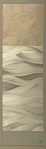 Slate artwork made from wood, metal, and glass