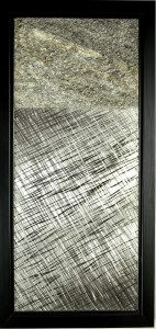 Slate artwork made from wood, metal, and glass